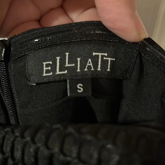 ELLIATT Women Small Black White Departure Peplum Fused‎ Mesh Sheath Dress - Picture 5 of 7